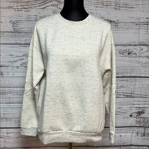 Cozy Cream Heathered Sweatshirt with Button Detail